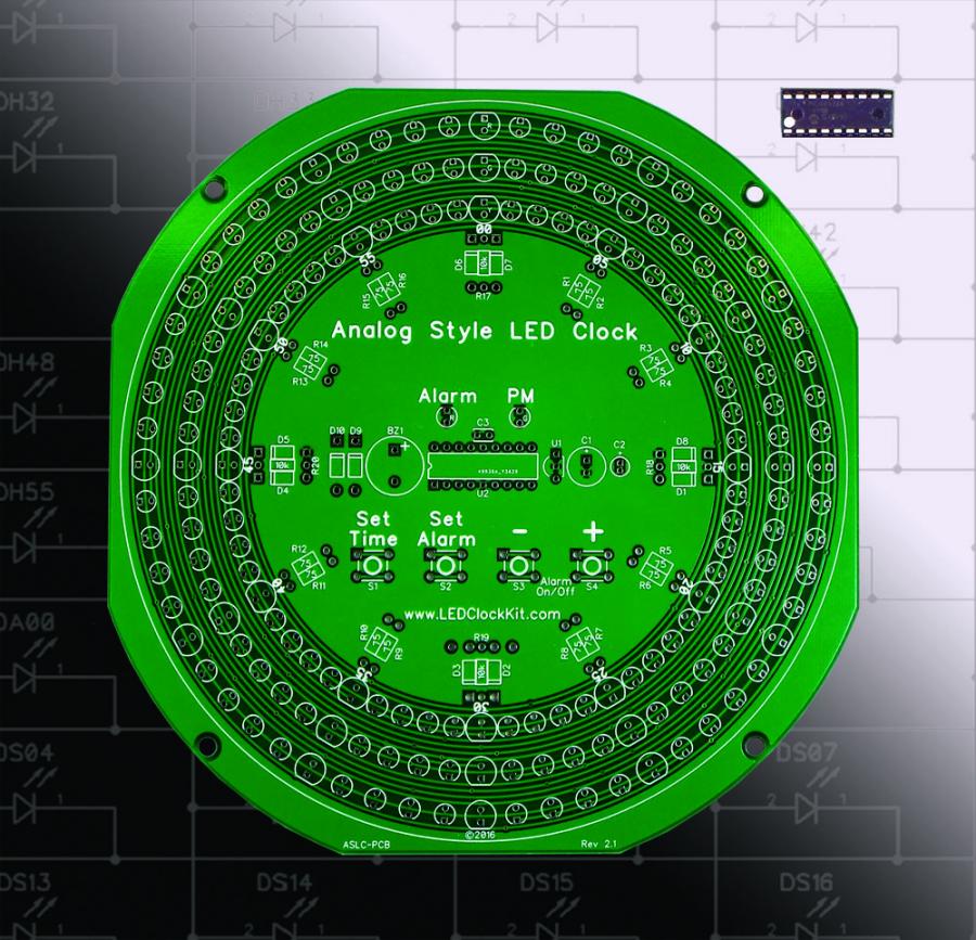 Analog-Style LED Clock PCB and Programmed Chip